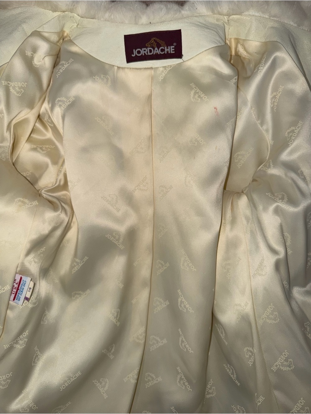 Vintage Jordache Faux Fur Jacket Ivory Cream USA Made Size Small apres ski - Picture 6 of 7